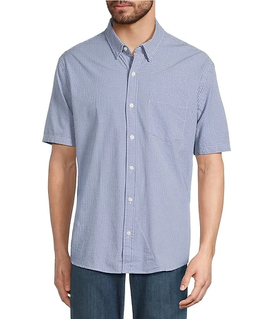 L.L.Bean Comfort Stretch Seersucker Gingham Short Sleeve Woven Shirt