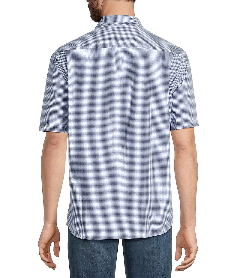 L.L.Bean Comfort Stretch Seersucker Gingham Short Sleeve Woven Shirt