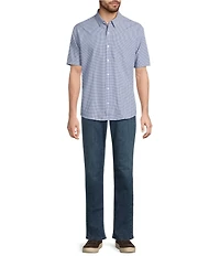 L.L.Bean Comfort Stretch Seersucker Gingham Short Sleeve Woven Shirt