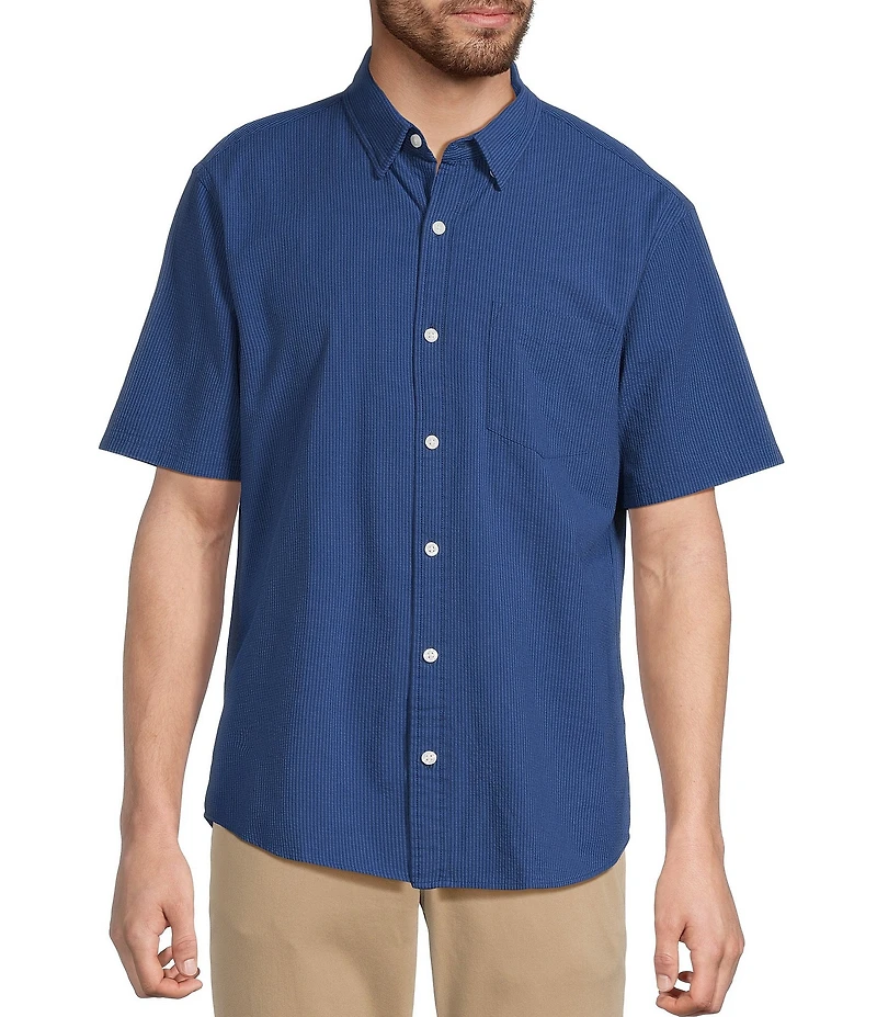 L.L.Bean Comfort Stretch Seersucker Short Sleeve Woven Shirt