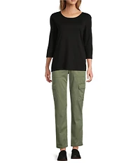 L.L.Bean Comfort Stretch Twill Blend Mid Rise Straight Leg Cargo Pants