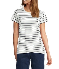 L.L.Bean Crew Neck Short Sleeve Stripe Tee Shirt