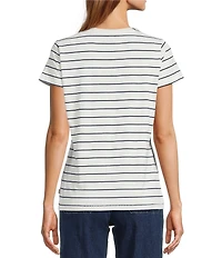L.L.Bean Crew Neck Short Sleeve Stripe Tee Shirt