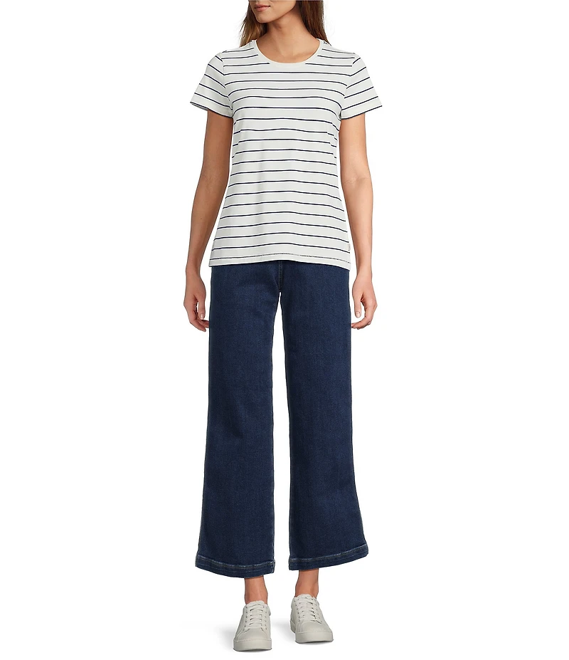 L.L.Bean Crew Neck Short Sleeve Stripe Tee Shirt