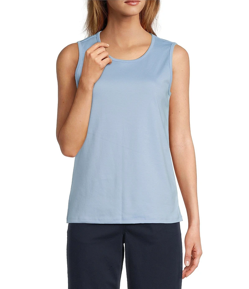 L.L.Bean Pima Cotton Crew Neck Sleeveless Knit Tank Top