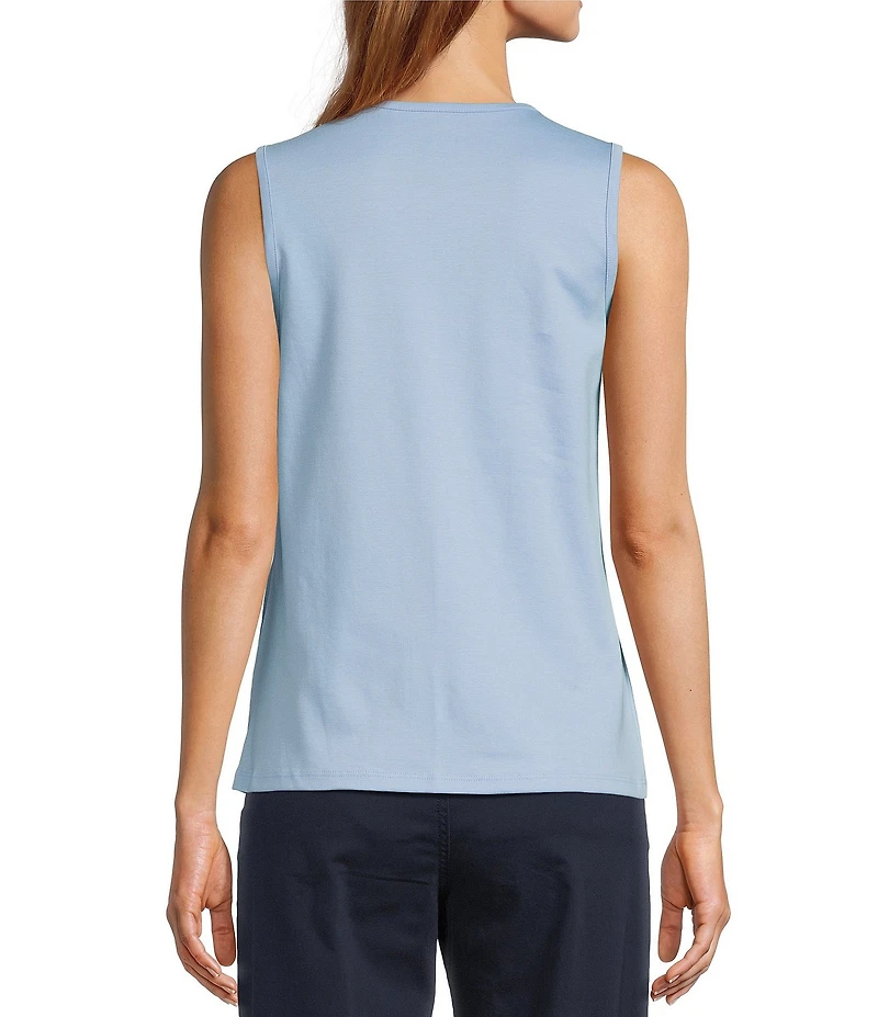 L.L.Bean Pima Cotton Crew Neck Sleeveless Knit Tank Top