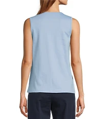 L.L.Bean Pima Cotton Crew Neck Sleeveless Knit Tank Top