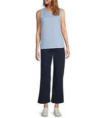 L.L.Bean Pima Cotton Crew Neck Sleeveless Knit Tank Top