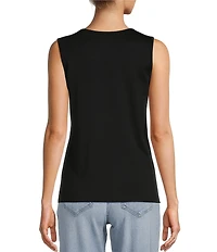 L.L.Bean Pima Cotton Crew Neck Sleeveless Knit Tank Top