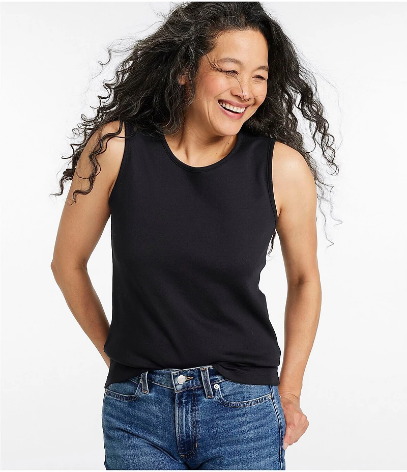 L.L.Bean Pima Cotton Crew Neck Sleeveless Knit Tank Top