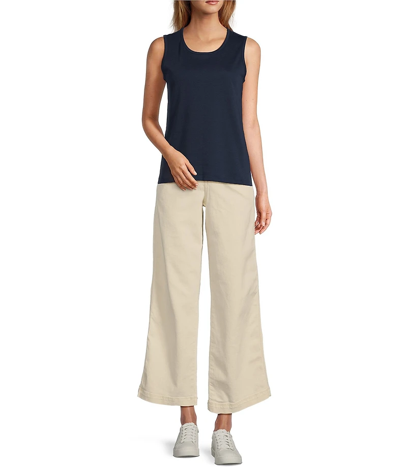 L.L.Bean Pima Cotton Crew Neck Sleeveless Knit Tank Top
