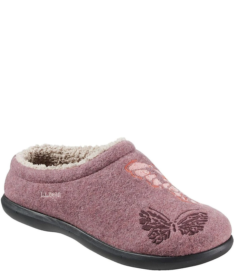 L.L.Bean Daybreak Scuff Butterfly Motif Slippers