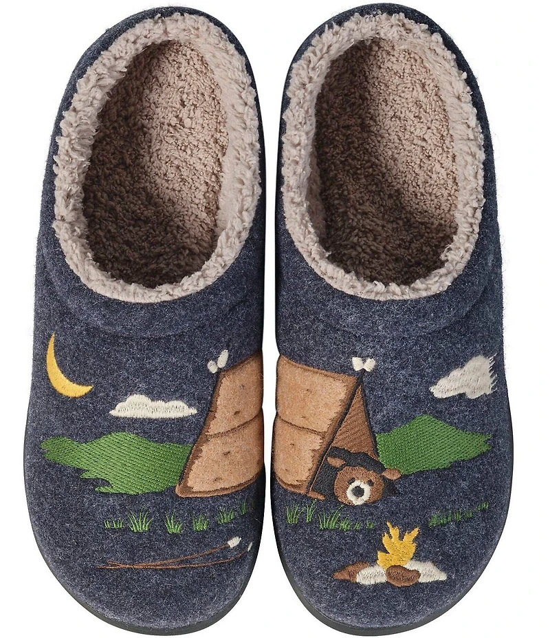 L.L.Bean Daybreak Scuff Camping Motif Slippers