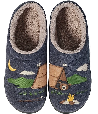 L.L.Bean Daybreak Scuff Camping Motif Slippers