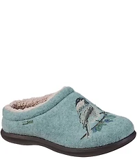 L.L.Bean Daybreak Scuff Chickadee Motif Slippers