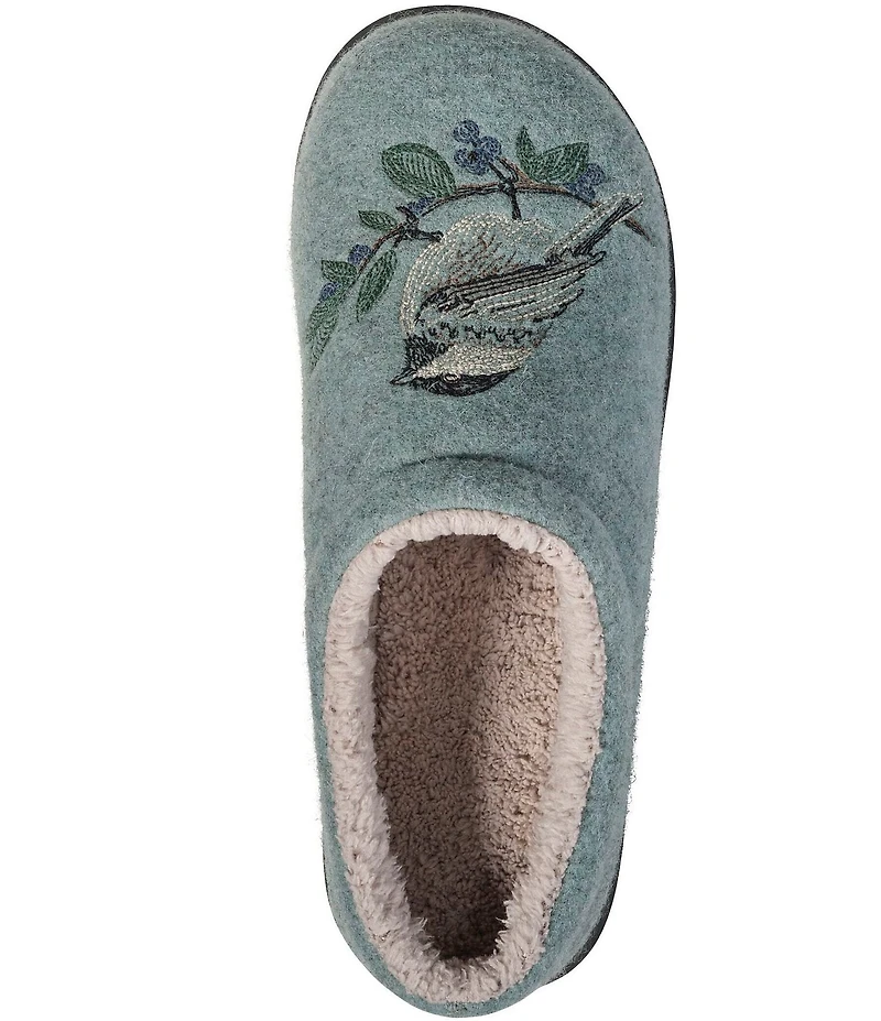 L.L.Bean Daybreak Scuff Chickadee Motif Slippers