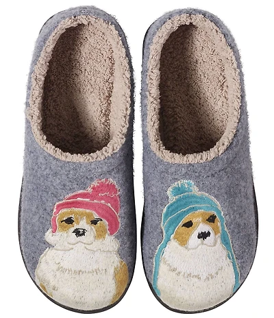 L.L.Bean Daybreak Scuff Dog Motif 2 Slippers