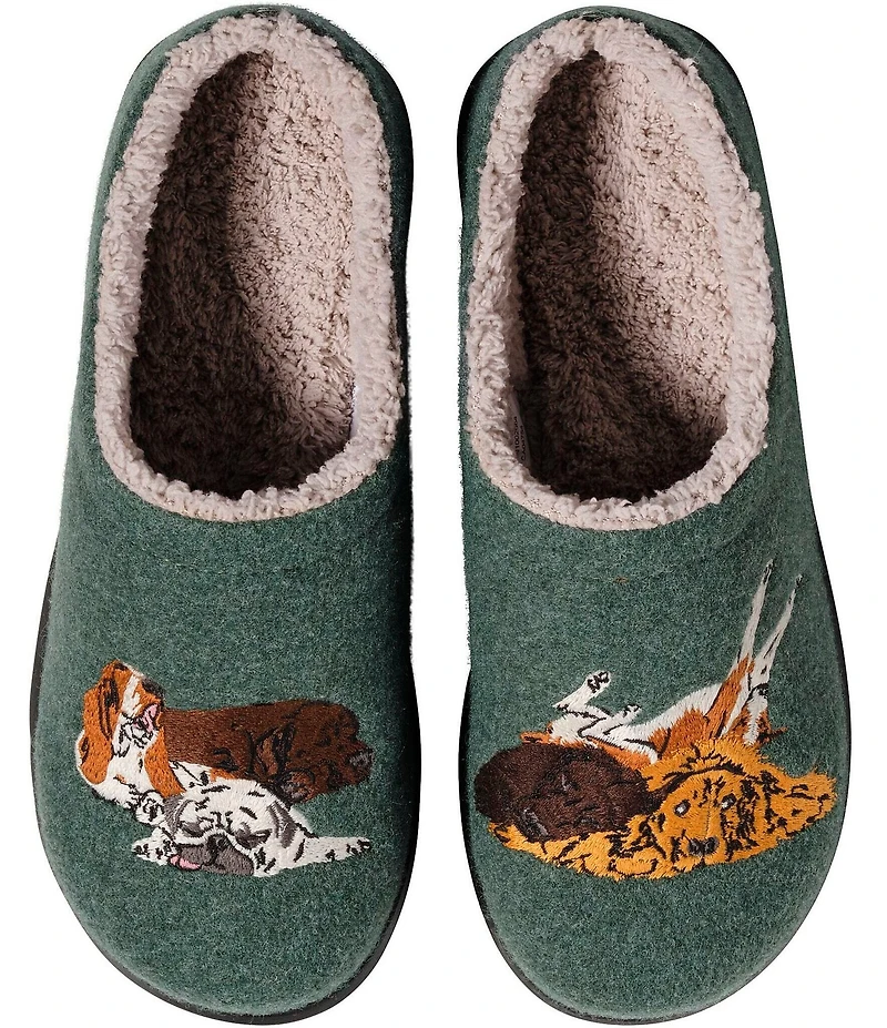 L.L.Bean Daybreak Scuff Dogs Motif Slippers