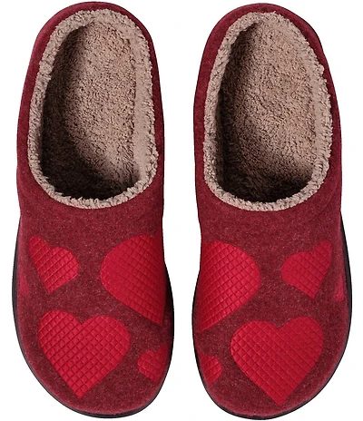 L.L.Bean Daybreak Scuff Motif 2 Hearts Slippers