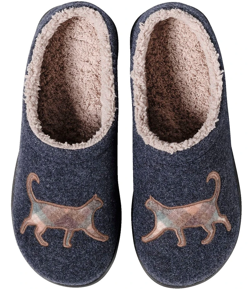 L.L.Bean Daybreak Scuff Plaid Cats Motif Slippers