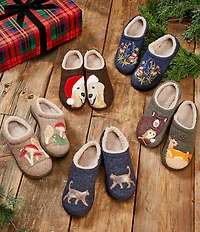 L.L.Bean Daybreak Scuff Plaid Cats Motif Slippers
