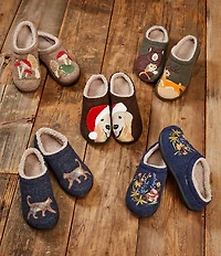 L.L.Bean Daybreak Scuff Santa Hat Golden Retriever Motif Slippers