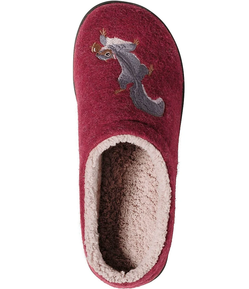 L.L.Bean Daybreak Scuff Squirrels Motif Slippers