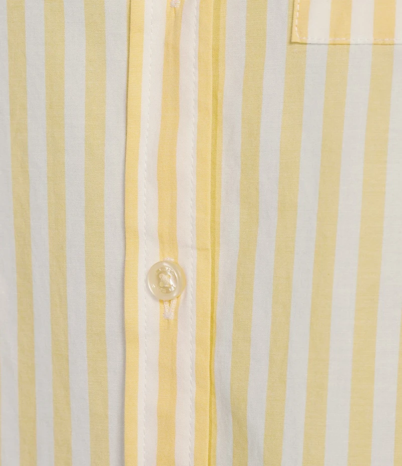 L.L.Bean Essential Cotton Poplin Stripe Print Collar Neckline Long Sleeve Shirt