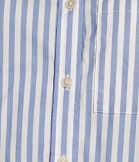 L.L.Bean Essential Cotton Poplin Stripe Print Collar Neckline Long Sleeve Shirt