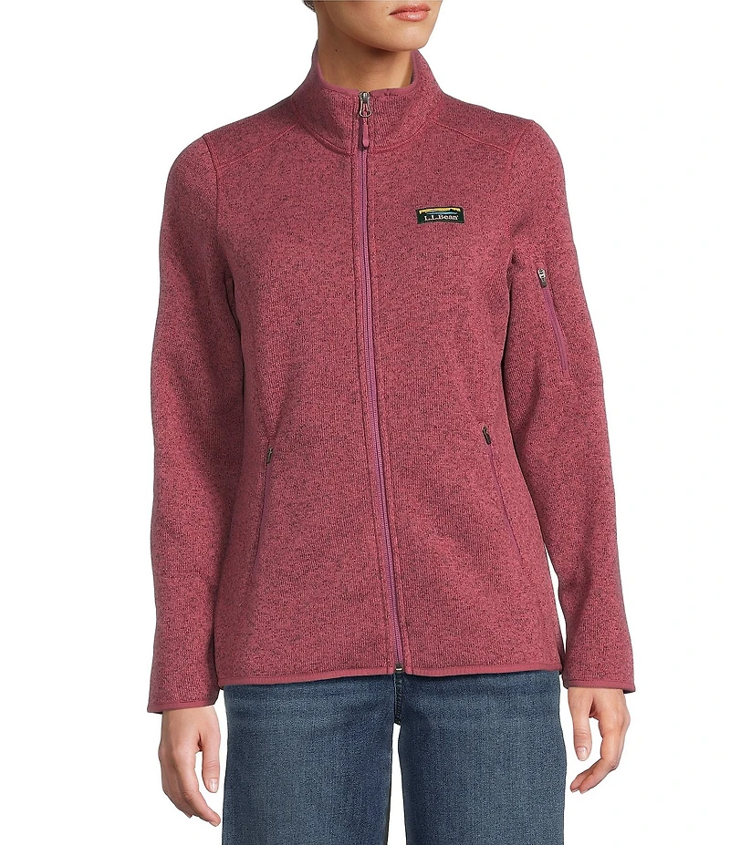 L.L.Bean Fleece Knit Stand Collar Long Sleeve Full Zip Sweater Jacket