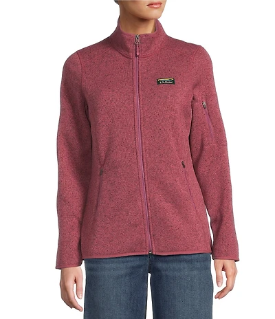 L.L.Bean Fleece Knit Stand Collar Long Sleeve Full Zip Sweater Jacket