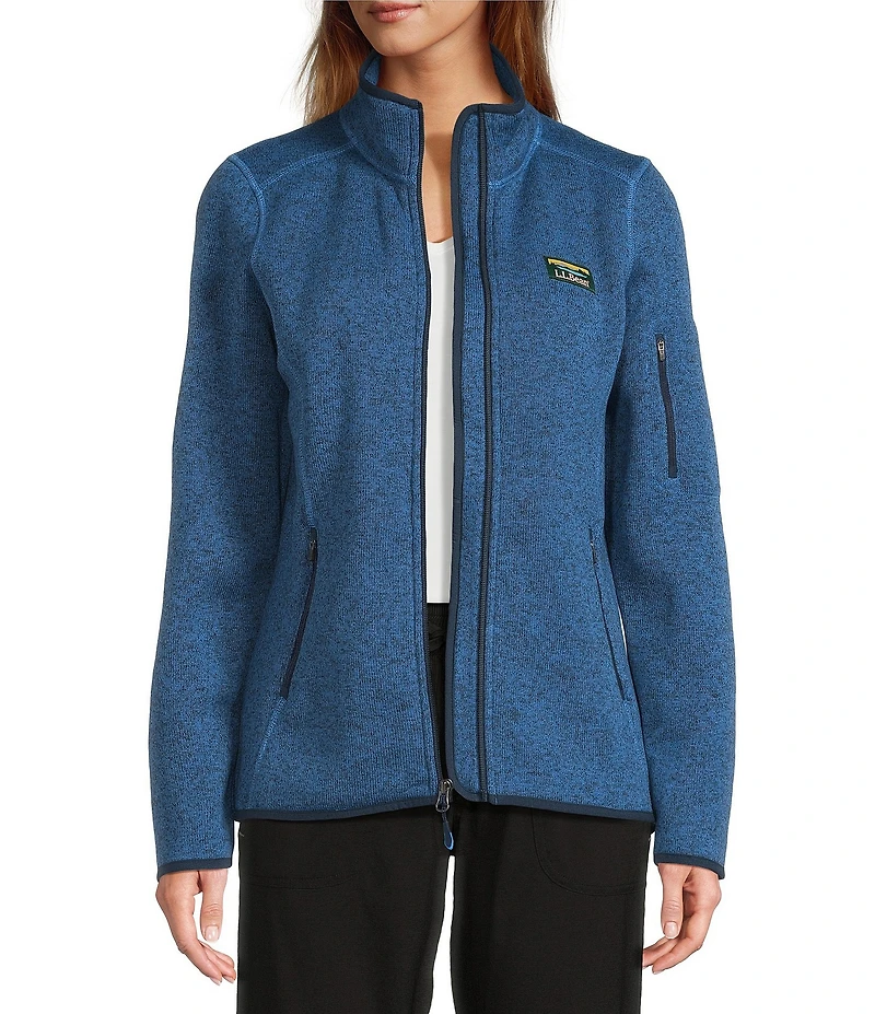L.L.Bean Fleece Knit Stand Collar Long Sleeve Full Zip Sweater Jacket