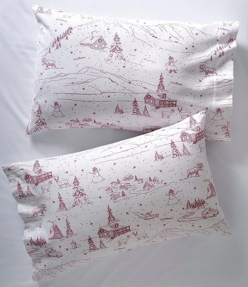 L.L.Bean Holiday Toile Pattern Flannel Sheet Set Collection