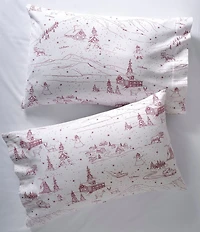 L.L.Bean Holiday Toile Pattern Flannel Sheet Set Collection