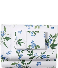 L.L.Bean Jess Franks Blueberry Printed Cotton Percale Sheet Set