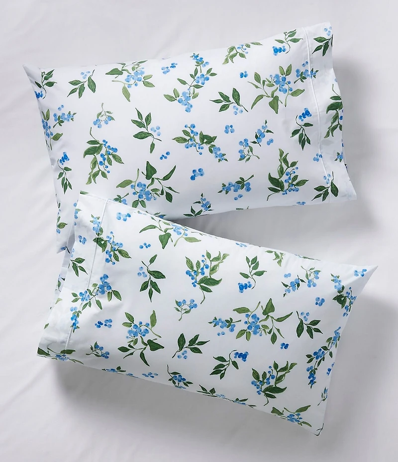 L.L.Bean Jess Franks Blueberry Printed Cotton Percale Sheet Set