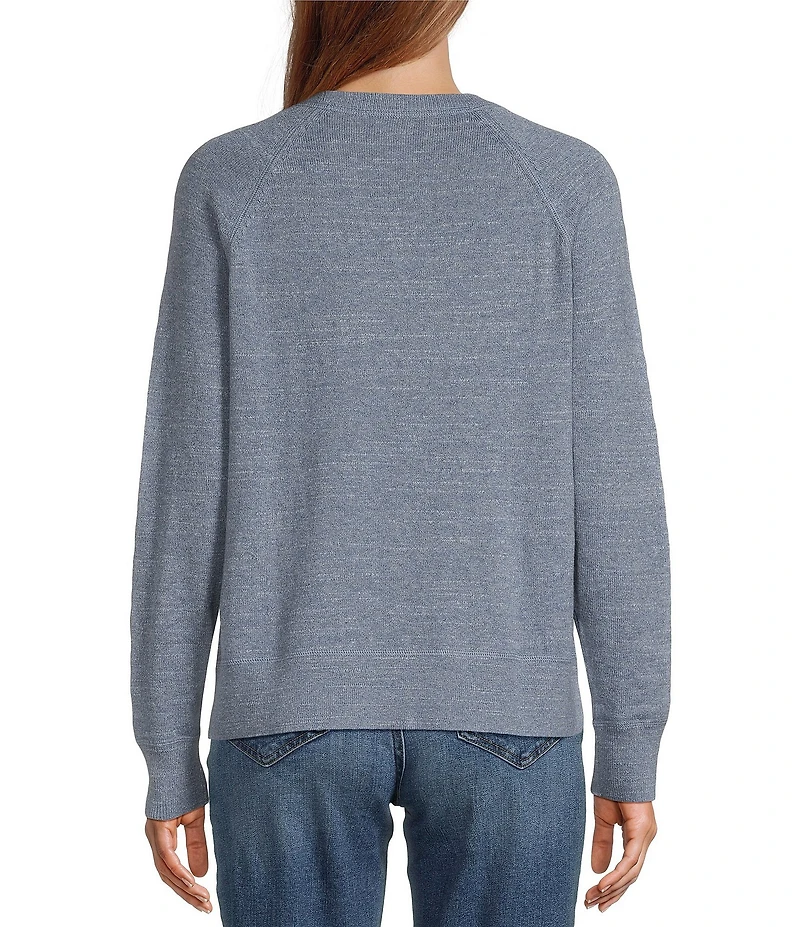 L.L.Bean Knit Organic Cotton Slub Raglan Sleeve Pullover Sweater