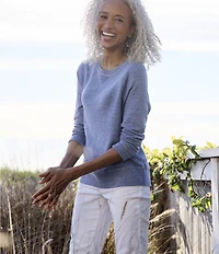 L.L.Bean Knit Organic Cotton Slub Raglan Sleeve Pullover Sweater