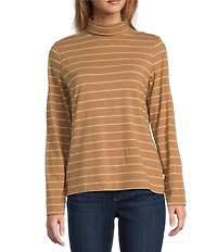 L.L.Bean Knit Turtleneck Horizontal Stripe Long Sleeve Tee