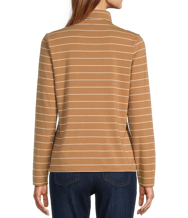 L.L.Bean Knit Turtleneck Horizontal Stripe Long Sleeve Tee