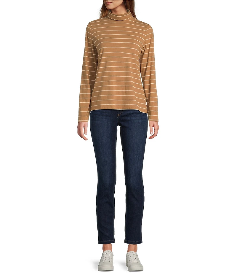 L.L.Bean Knit Turtleneck Horizontal Stripe Long Sleeve Tee