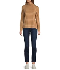 L.L.Bean Knit Turtleneck Horizontal Stripe Long Sleeve Tee