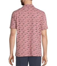 L.L.Bean Lakewashed Performance Bottles Print Short Sleeve Woven Shirt