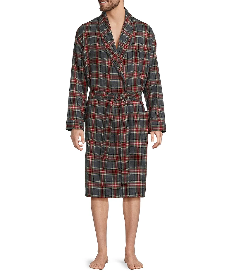 L.L.Bean Large Plaid Flannel Robe
