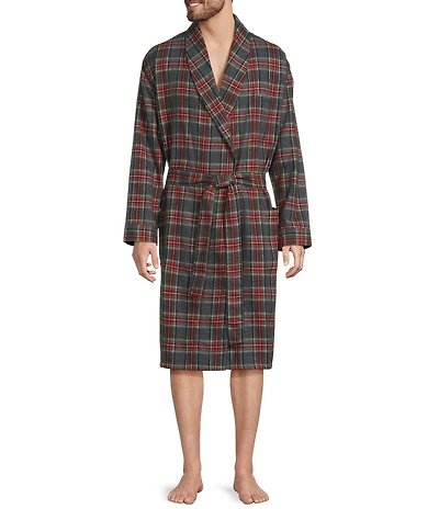 L.L.Bean Large Plaid Flannel Robe