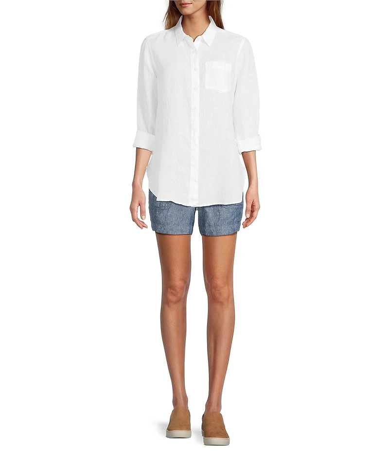 L.L.Bean Linen Long Sleeve Button Front Tunic