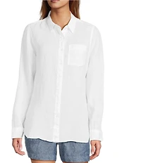 L.L.Bean Linen Long Sleeve Button Front Tunic