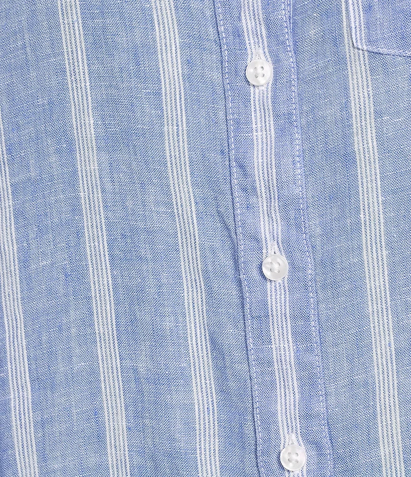 L.L.Bean Linen Long Sleeve Striped Button Front Tunic