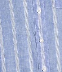 L.L.Bean Linen Long Sleeve Striped Button Front Tunic