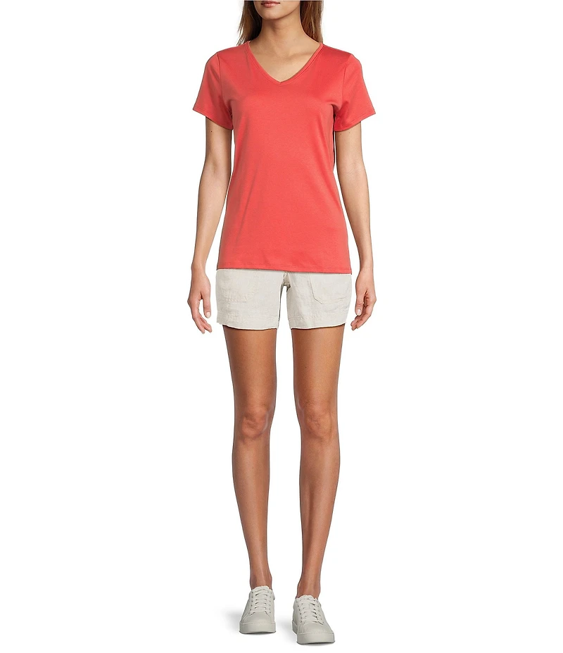 L.L.Bean Linen Mid-Rise Elastic Waistband Shorts